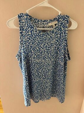 Chaus Blue, Yellow and White Floral Tank Top